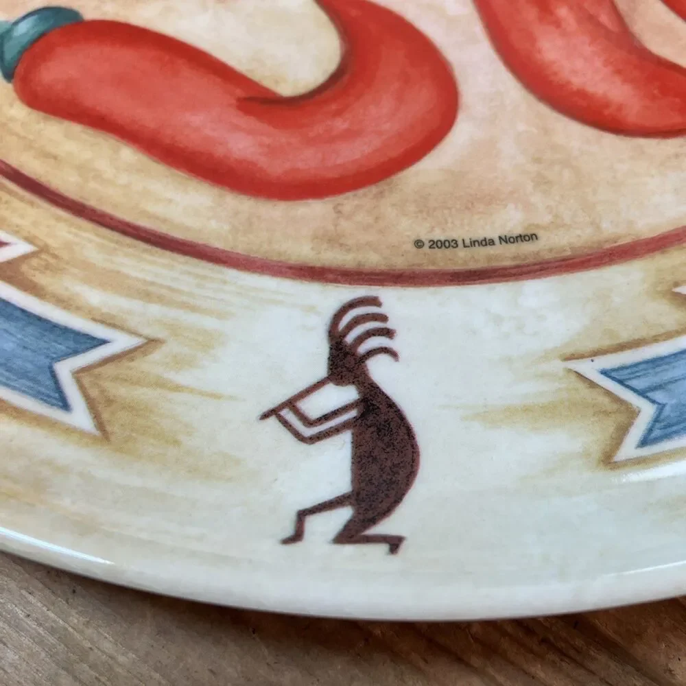 VTG Precidio Linda Norton 2003 Southwestern Chile Kokopelli Melamine Plates (13)